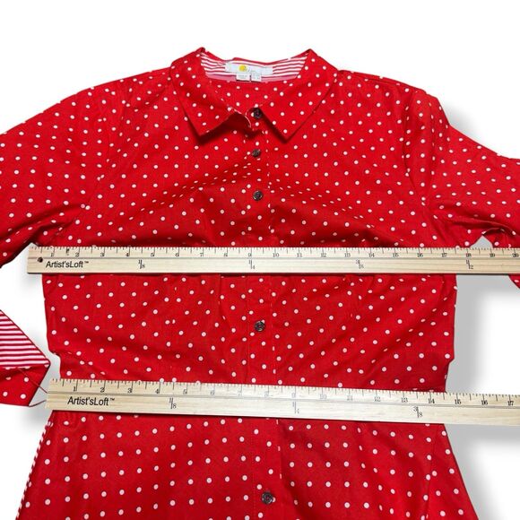 Boden Womens Shirt Dress Posy Red Polka Dot US 10 Long Sleeve Collared Dress - Picture 6 of 9